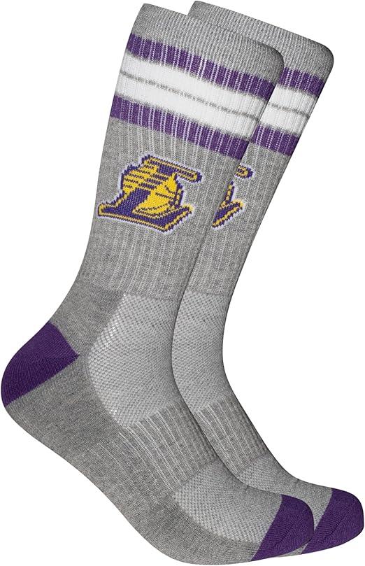 Ultra Game NBA Official Men’s Athletic Cushioned Secure Fit Team Crew Socks - 3 Pack - Unisex, Los Angeles Lakers, Assorted, M6-12|Los Angeles Lakers