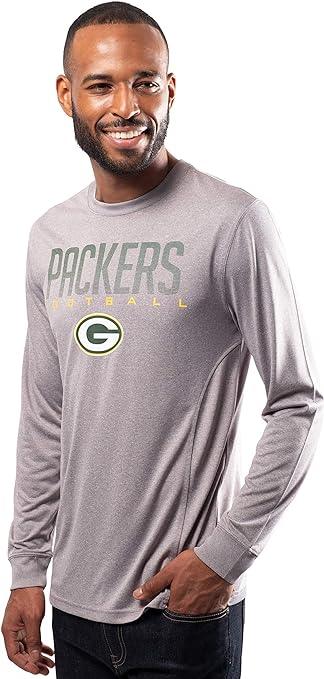 Ultra Game NFL Green Bay Packers Mens Active Quick Dry Long Sleeve T-Shirt|Green Bay Packers - UltraGameShop