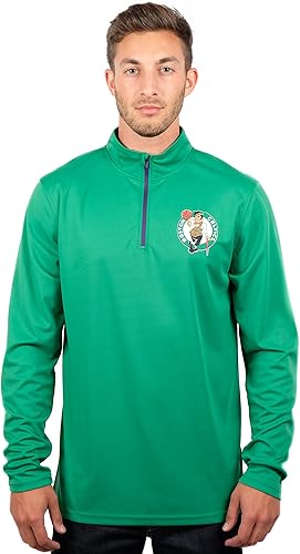 Ultra Game NBA Boston Celtics Men's Quarter Zip Long Sleeve Pullover T-Shirt|Boston Celtics - UltraGameShop