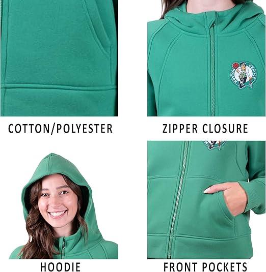 Ultra Game NBA Women's Milwaukee Bucks Super Soft Crop Top Full Zip Hoodie Sweatshirt | Milwaukee Bucks - UltraGameShop