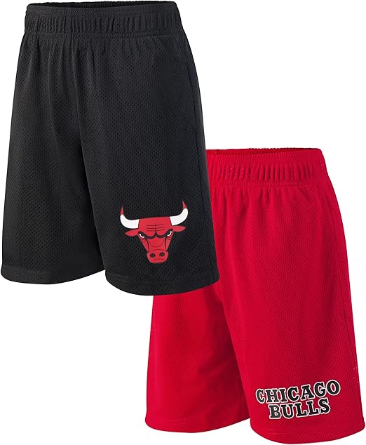 Ultra Game NBA Youth's Official Super Soft 2 Pack T-basketabll Shorts Set, Chicago Bulls, Assorted|Chicago Bulls