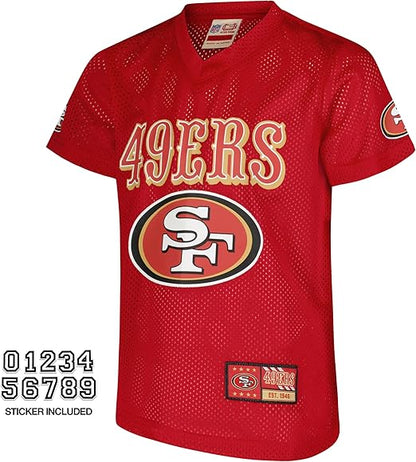 Ultra Game NFL Official Youth Uniform Set - Includes Super Soft Jersey, Pants, Iron on Numbers & Team Sticker Set, San Francisco 49ers, Team Color|San Francisco 49ers