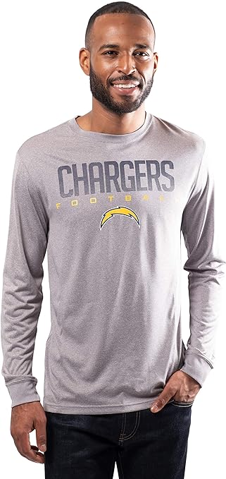 Ultra Game NFL Los Angeles Chargers Mens Active Quick Dry Long Sleeve T-Shirt|Los Angeles Chargers - UltraGameShop