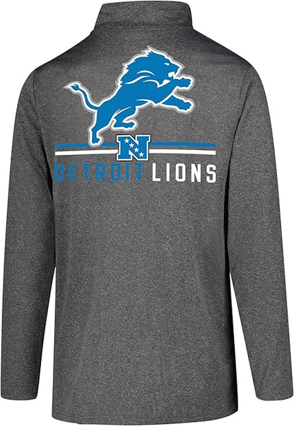 NFL Official Adults Super Soft Quarter Zip Long Sleeve T-Shirt - Unisex|Detroit Lions