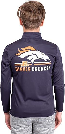 Ultra Game NFL Denver Broncos Youth Super Soft Quarter Zip Long Sleeve T-Shirt|Denver Broncos - UltraGameShop