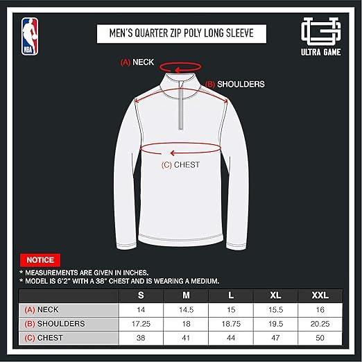 Ultra Game NBA Denver Nuggets Men's Quarter Zip Long Sleeve Pullover T-Shirt|Denver Nuggets - UltraGameShop