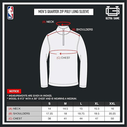 Ultra Game NBA Milwaukee Bucks Men's Quarter Zip Long Sleeve Pullover T-Shirt|Milwaukee Bucks - UltraGameShop