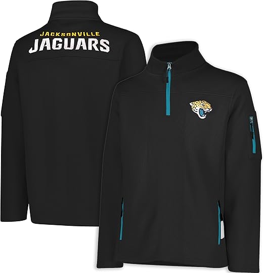 Ultra Game NFL Official Adults Quarter-Zip Super Soft Pullover Sweatshirt with Zipper Pockets - Unisex, Jacksonville Jaguars, Team Color|Jacksonville Jaguars