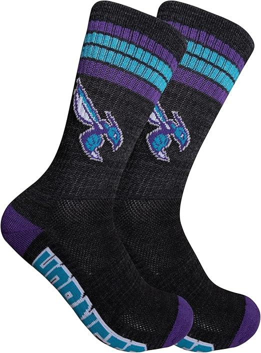 Ultra Game NBA Official Youth Athletic Cushioned Secure Fit Team Crew Socks, Charlotte Hornets, Assorted, Y9-11|Charlotte Hornets