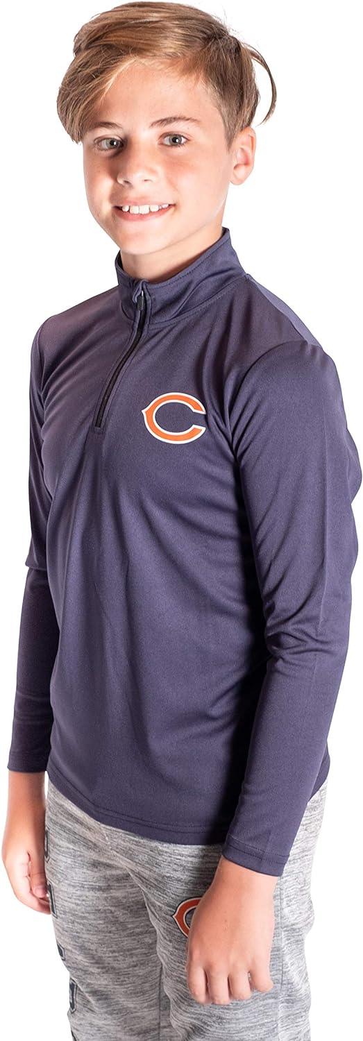 Ultra Game NFL Chicago Bears Youth Super Soft Quarter Zip Long Sleeve T-Shirt|Chicago Bears - UltraGameShop