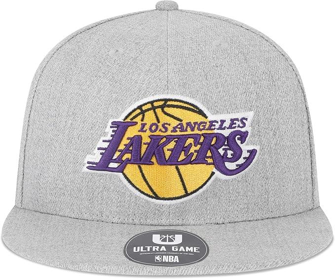 Ultra Game NBA Official Men’s Twill Snap Back Ultimate Baseball Cap Hat - Unisex, Los Angeles Lakers, Heather Gray, 1SIZE|Los Angeles Lakers