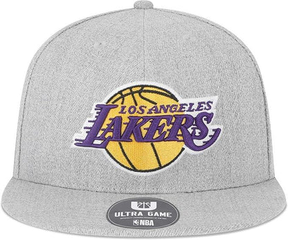 Ultra Game NBA Official Men’s Twill Snap Back Ultimate Baseball Cap Hat - Unisex, Los Angeles Lakers, Heather Gray, 1SIZE|Los Angeles Lakers