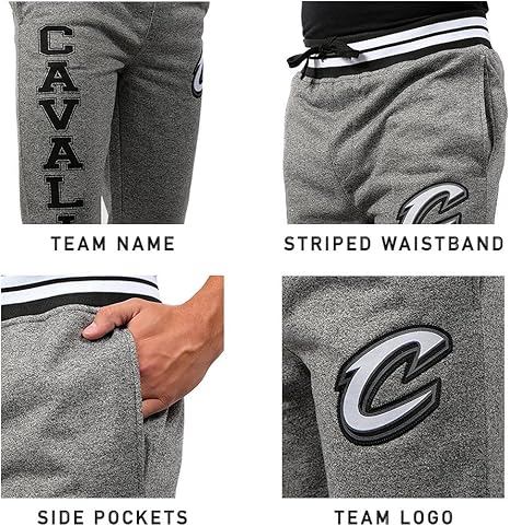 Ultra Game NBA Official Men‚Äôs Super Soft Game Day Jogger Sweatpants - Unisex, Cleveland Cavaliers, Black Marl|Cleveland Cavaliers