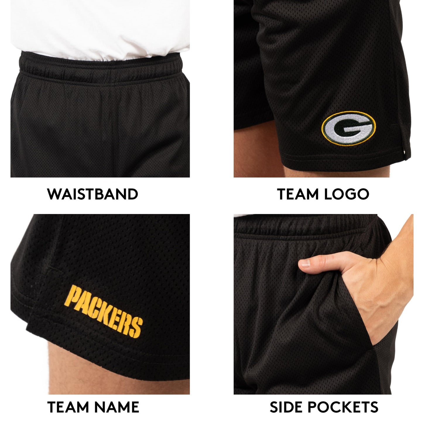 Ultra Game NFL Green Bay Packers Mens 7 Inch Soft Mesh Active Training Shorts|Green Bay Packers - UltraGameShop