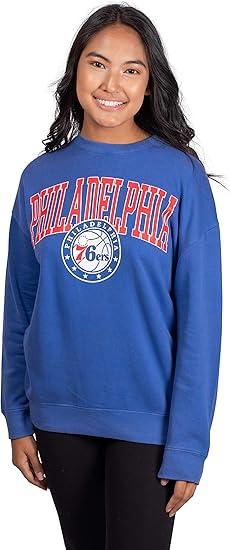 Ultra Game NBA Women's Philadelphia 76ers Extra Soft Fleece Distressed Oversized Pullover Sweatshirt | Philadelphia 76ers - UltraGameShop