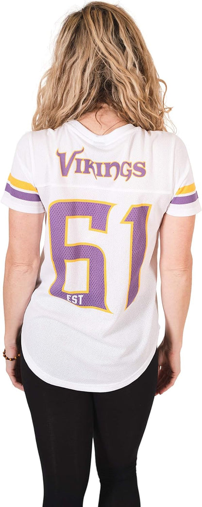 Ultra Game NFL Minnesota Vikings Womens Soft Mesh Varsity Stripe T-Shirt|Minnesota Vikings - UltraGameShop