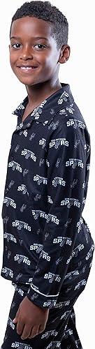 Ultra Game NBA San Antonio Spurs Boys 2-Piece Loose-fit Button Down Pajamas Set|San Antonio Spurs - UltraGameShop