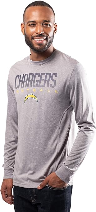 Ultra Game NFL Los Angeles Chargers Mens Active Quick Dry Long Sleeve T-Shirt|Los Angeles Chargers - UltraGameShop