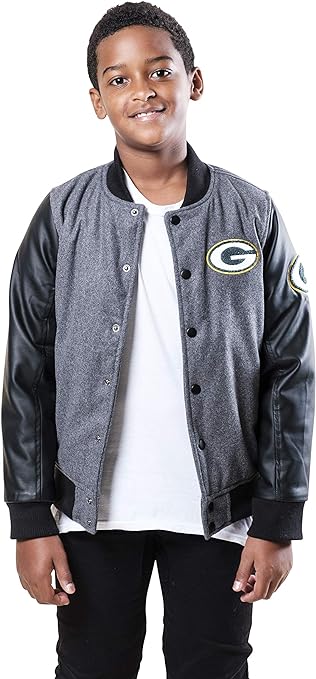 Ultra Game NFL Green Bay Packers Youth Classic Varsity Coaches Jacket|Green Bay Packers