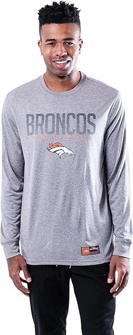 Ultra Game NFL Denver Broncos Mens Active Quick Dry Long Sleeve T-Shirt|Denver Broncos - UltraGameShop