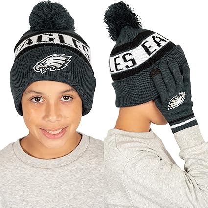 New Unisex NFL Philadelphia Eagles Winter offers Knit Cap Beanie Hat and Gloves Size OS