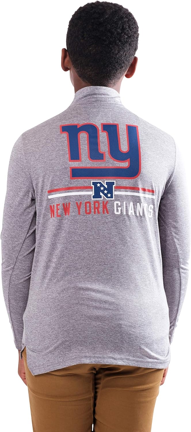 Ultra Game NFL New York Giants Youth Super Soft Quarter Zip Long Sleeve T-Shirt|New York Giants