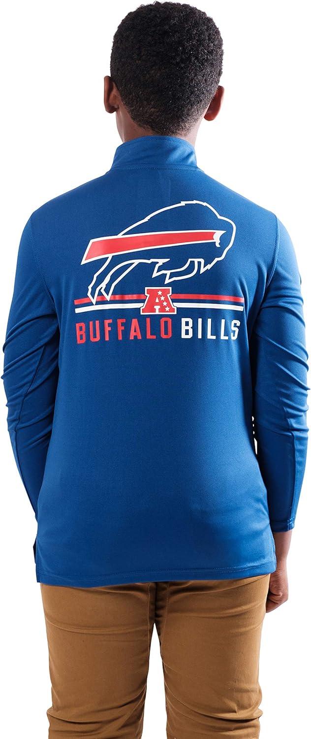 Ultra Game NFL Buffalo Bills Youth Super Soft Quarter Zip Long Sleeve T-Shirt|Buffalo Bills - UltraGameShop