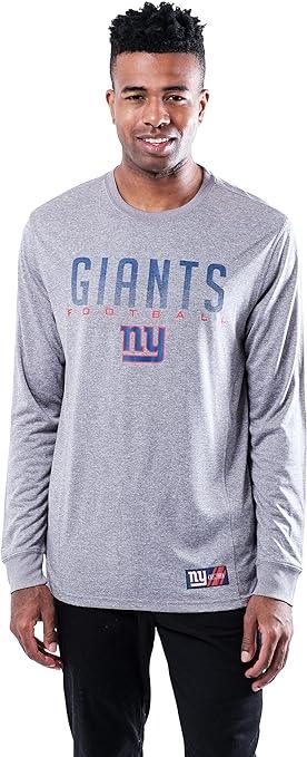 Ultra Game NFL New York Giants Mens Active Quick Dry Long Sleeve T-Shirt|New York Giants - UltraGameShop