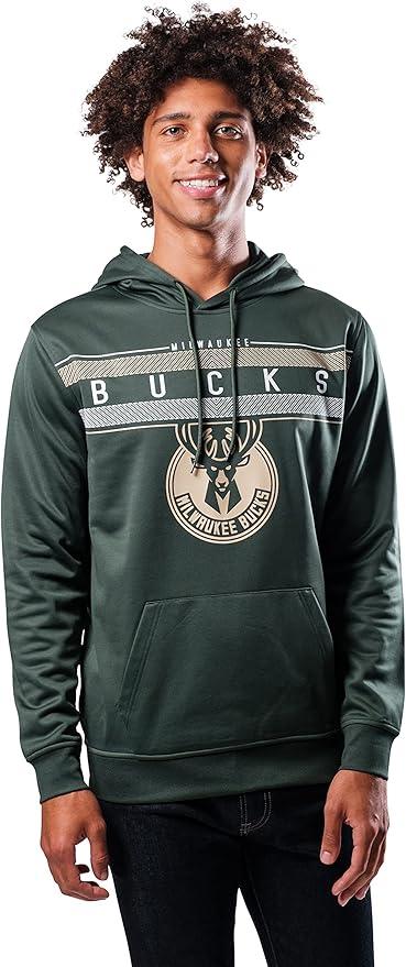 Ultra Game NBA Milwaukee Bucks Men's Fleece Hoodie Pullover Sweatshirt Poly Midtown |Milwaukee Bucks - UltraGameShop
