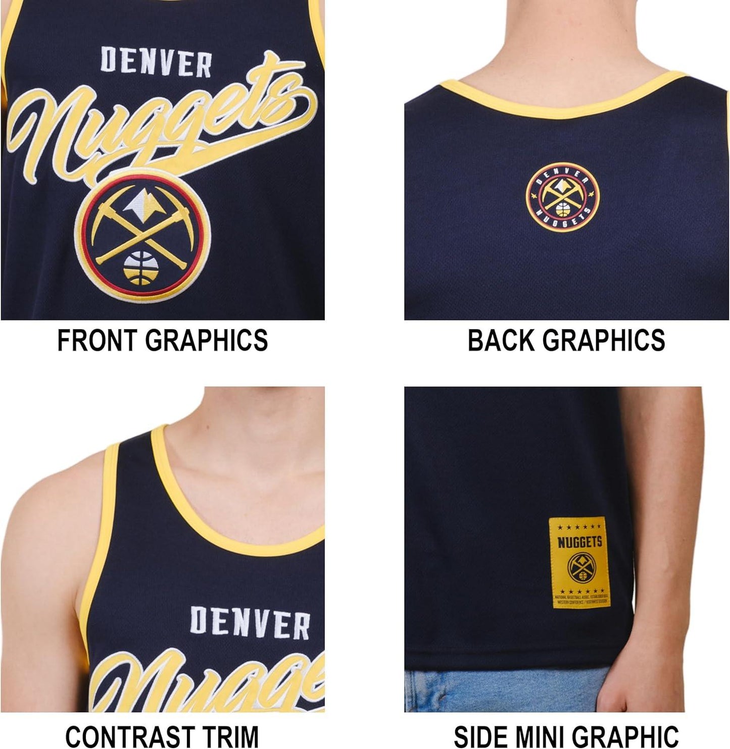 Ultra Game NBA Denver Nuggets Tank Top Mesh Sleeveless Muscle T-Shirt|Denver Nuggets - UltraGameShop