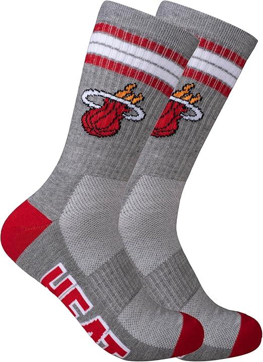 Ultra Game NBA Official Men’s Athletic Cushioned Secure Fit Team Crew Socks - 3 Pack - Unisex, Miami Heat, Assorted, M6-12|Miami Heat