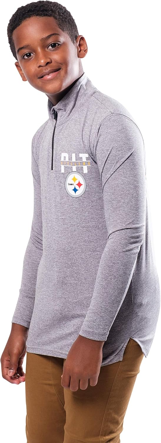 NFL Official Youth Super Soft Quarter Zip Long Sleeve T-Shirt |Philadelphia Eagles