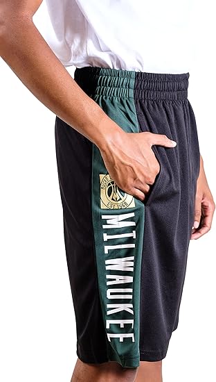 Ultra Game NBA Milwaukee Bucks Men's Active Soft Workout Basketball Training Shorts| Milwaukee Bucks - UltraGameShop