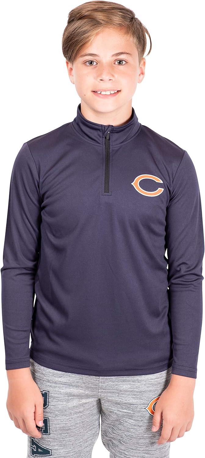 Ultra Game NFL Chicago Bears Youth Super Soft Quarter Zip Long Sleeve T-Shirt|Chicago Bears - UltraGameShop