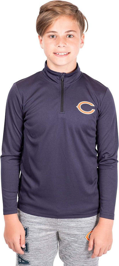 Ultra Game NFL Chicago Bears Youth Super Soft Quarter Zip Long Sleeve T-Shirt|Chicago Bears - UltraGameShop