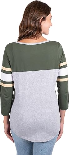 Ultra Game Milwaukee Bucks Women's Standard T Raglan Baseball 3/4 Long Sleeve Tee Shirt|Milwaukee Bucks - UltraGameShop