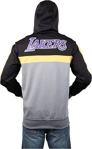 Ultra Game NBA Los Angeles Lakers Men's Contrast Back Cut Full Zip Hoodie Sweatshirt|Los Angeles Lakers - UltraGameShop