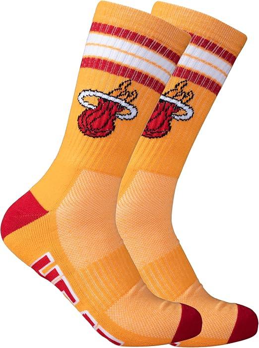 Ultra Game NBA Official Men’s Athletic Cushioned Secure Fit Team Crew Socks - 3 Pack - Unisex, Miami Heat, Assorted, M6-12|Miami Heat