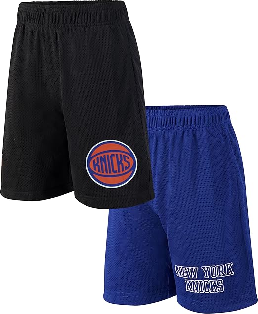 Ultra Game NBA Youth's Official Super Soft 2 Pack T-basketabll Shorts Set, New York Knicks, Assorted|New York Knicks