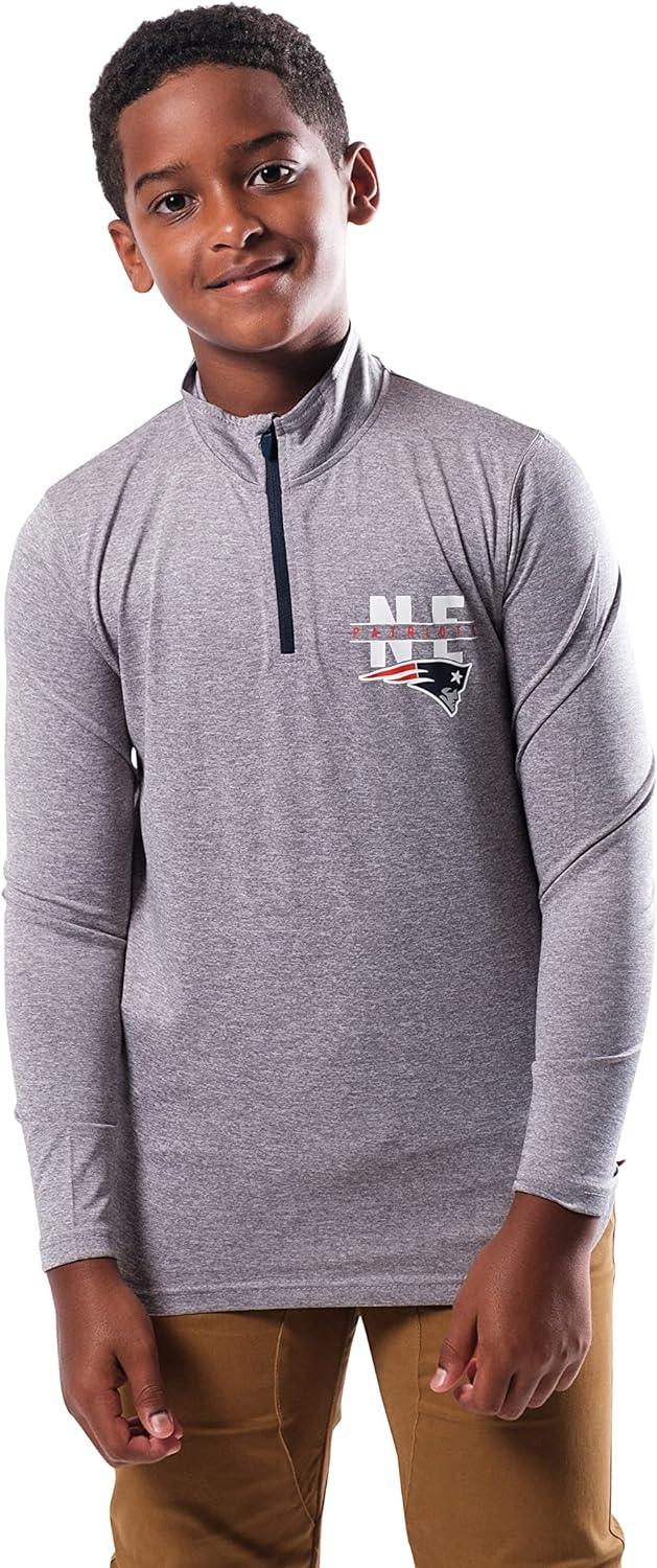 Ultra Game NFL New England Patriots Youth Super Soft Quarter Zip Long Sleeve T-Shirt|New England Patriots - UltraGameShop