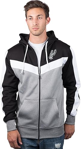 Ultra Game NBA San Antonio Spurs Men's Contrast Back Cut Full Zip Hoodie Sweatshirt|San Antonio Spurs - UltraGameShop