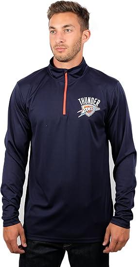 Ultra Game NBA Oklahoma City Thunder Men's Quarter Zip Long Sleeve Pullover T-Shirt|Oklahoma City Thunder - UltraGameShop