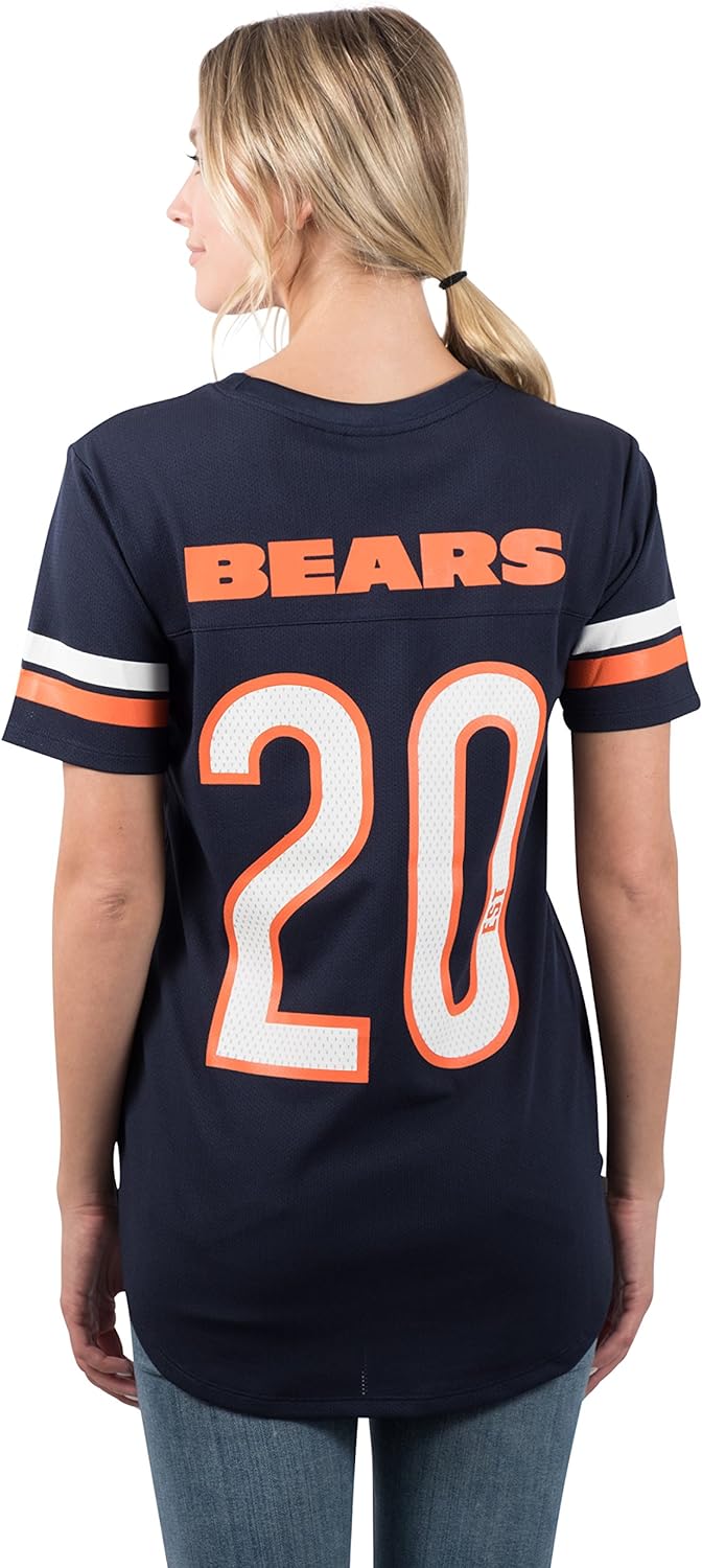 Ultra Game NFL Chicago Bears Womens Soft Mesh Varsity Stripe T-Shirt|Chicago Bears - UltraGameShop