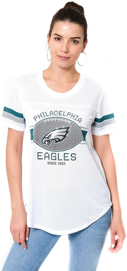 NFL Womens Soft Mesh Jersey Varsity Tee Shirt|Philadelphia Eagles