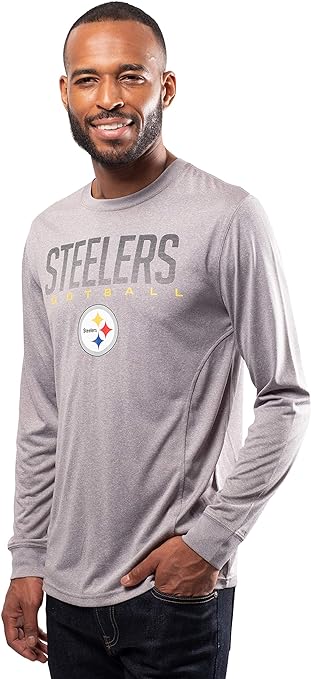 Ultra Game NFL Pittsburgh Steelers Mens Active Quick Dry Long Sleeve T-Shirt|Pittsburgh Steelers - UltraGameShop