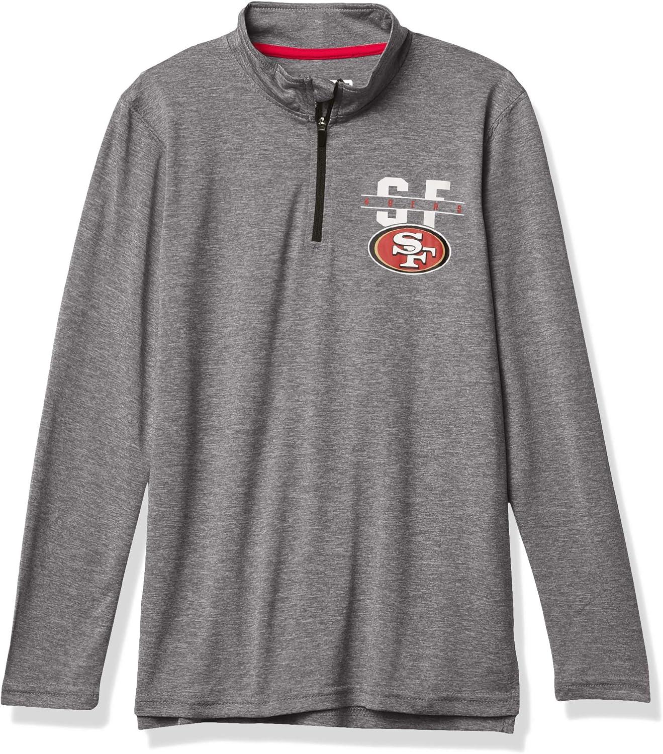 Ultra Game NFL San Francisco 49ers Youth Super Soft Quarter Zip Long Sleeve T-Shirt|San Francisco 49ers - UltraGameShop