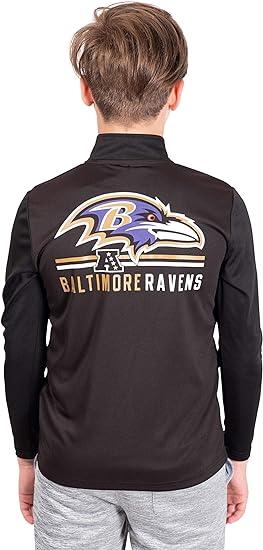 Ultra Game NFL Baltimore Ravens Youth Super Soft Quarter Zip Long Sleeve T-Shirt|Baltimore Ravens - UltraGameShop