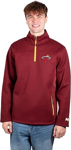 Ultra Game Miami Heat Men's Quarter Zip Fleece Pullover Sweatshirt with Zipper Pockets|Miami Heat - UltraGameShop