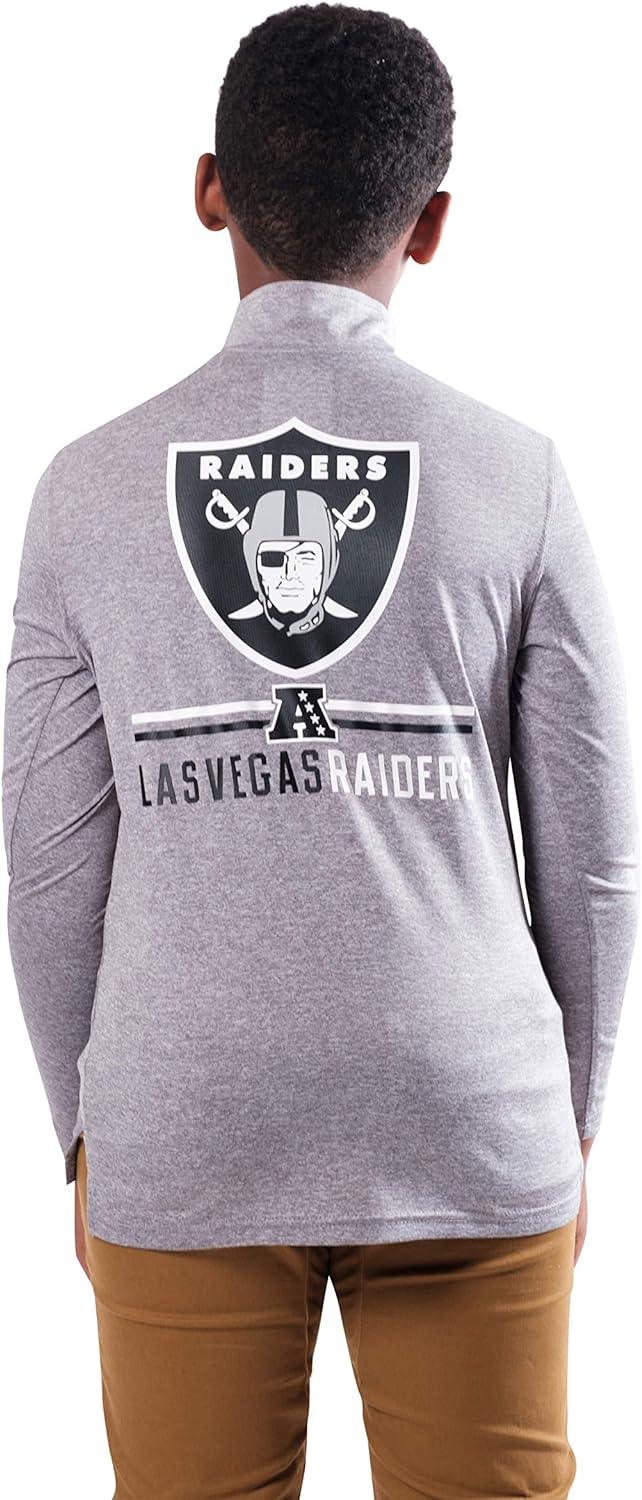 Ultra Game NFL Las Vegas Raiders Youth Super Soft Quarter Zip Long Sleeve T-Shirt|Las Vegas Raiders - UltraGameShop