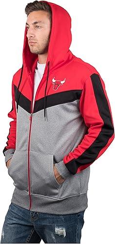 Ultra Game NBA Chicago Bulls Men's Contrast Back Cut Full Zip Hoodie Sweatshirt|Chicago Bulls - UltraGameShop